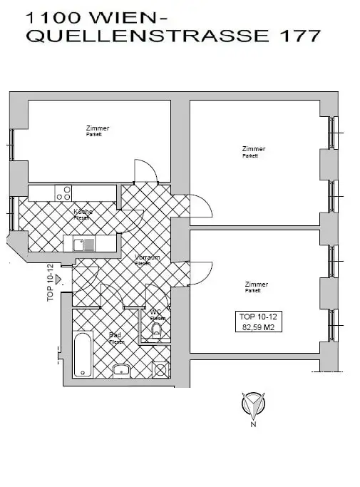 Befristet vermietete 3-Zimmer-Wohnung in Favoriten!