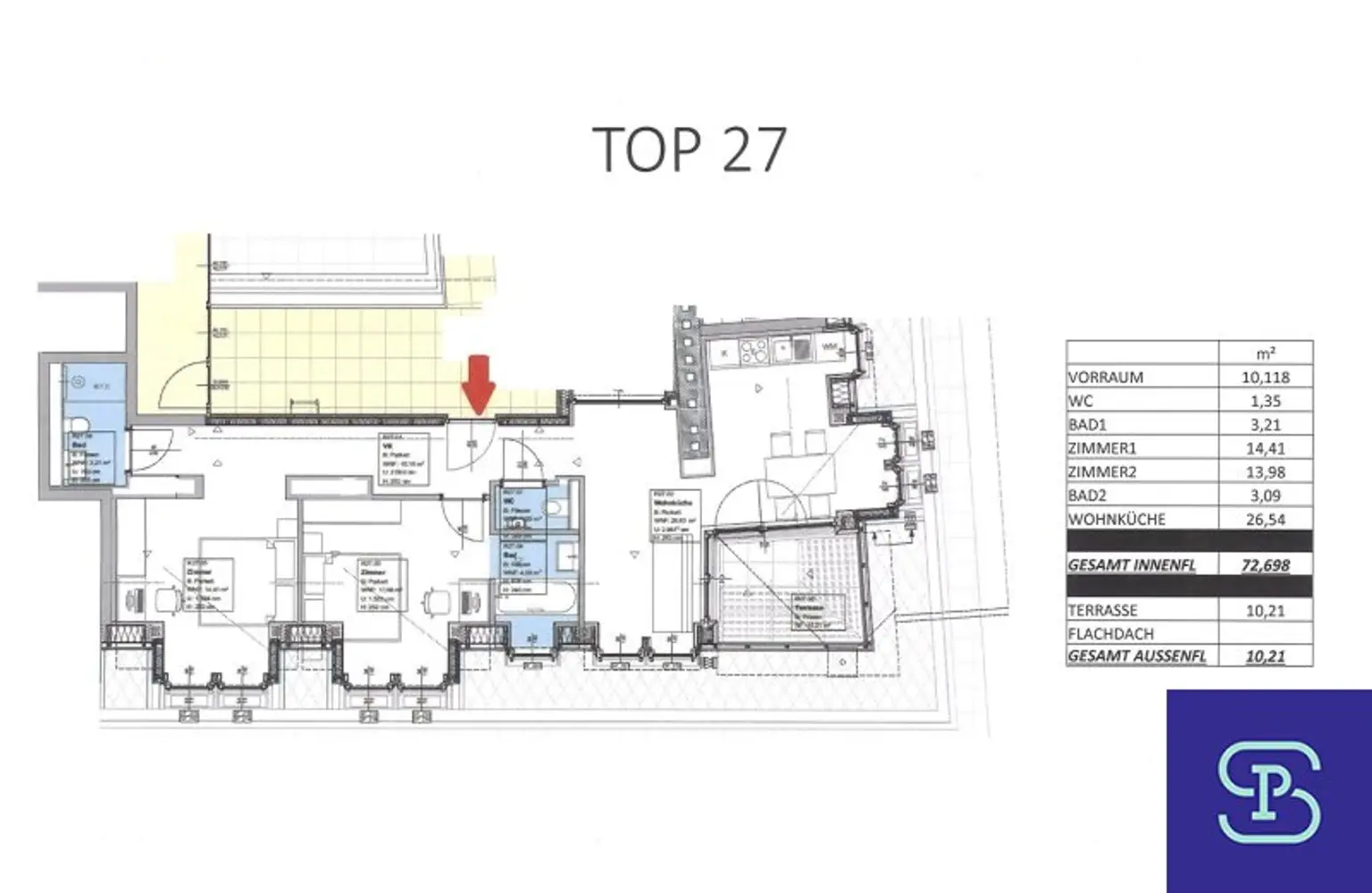 Provisionsfrei: Klimatisierte 73m² DG-Wohnung + 10,2m² Terrasse Nähe Karmelitermarkt - 1020 Wien