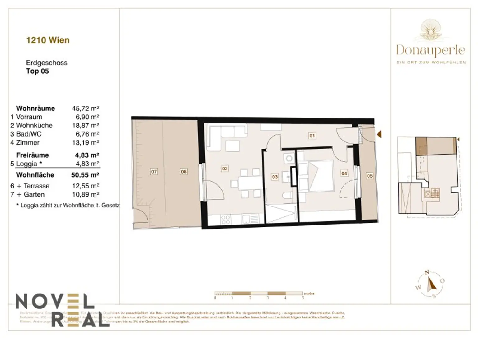 "DONAU PERLE"- Wohnen in Wien: 2-Zimmer-Erstbezug Wohnung mit Terrasse Loggia und Garten! - Top Lage!