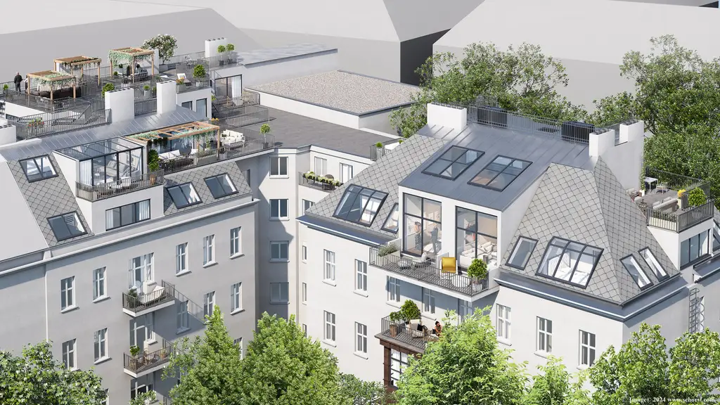 TOPLAGE NÄHE KUTSCHKERMARKT | EXKLUSIVE DACHGESCHOSSWOHNUNG MIT KLIMAANLAGE | TERRASSE | 360° BLICK ÜBER WIEN | ERSTBEZUG
