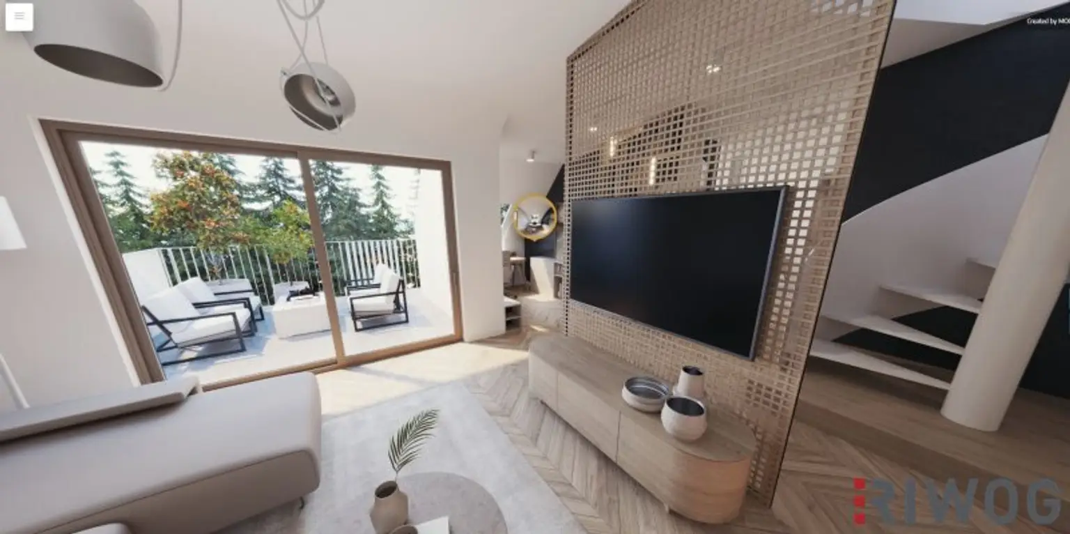3,7m Raumhöhe im DG, Garage mit 2 Stellplätze, Atrium, Aufzug in die Wohnung und 360° Dachterrasse