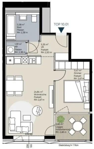 U-Bahn U1 Kagran - Sauna - Loggia - Fitnessraum - Deckenkühlung - Pool am Dach