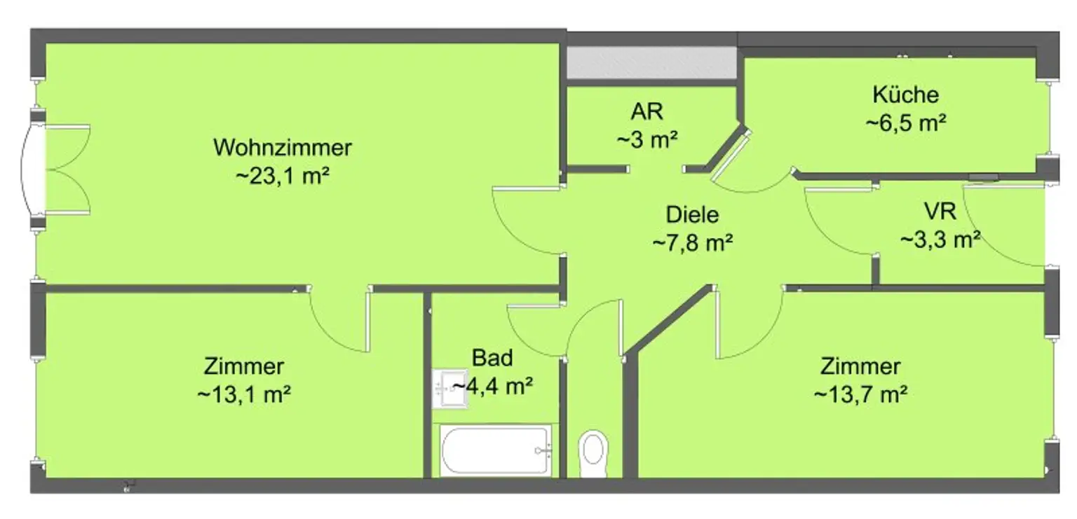 Barrierefreie 3-Zimmerwohnung mit wunderschönem Blick in den gepflegten Allgemeingarten in Purkersdorf