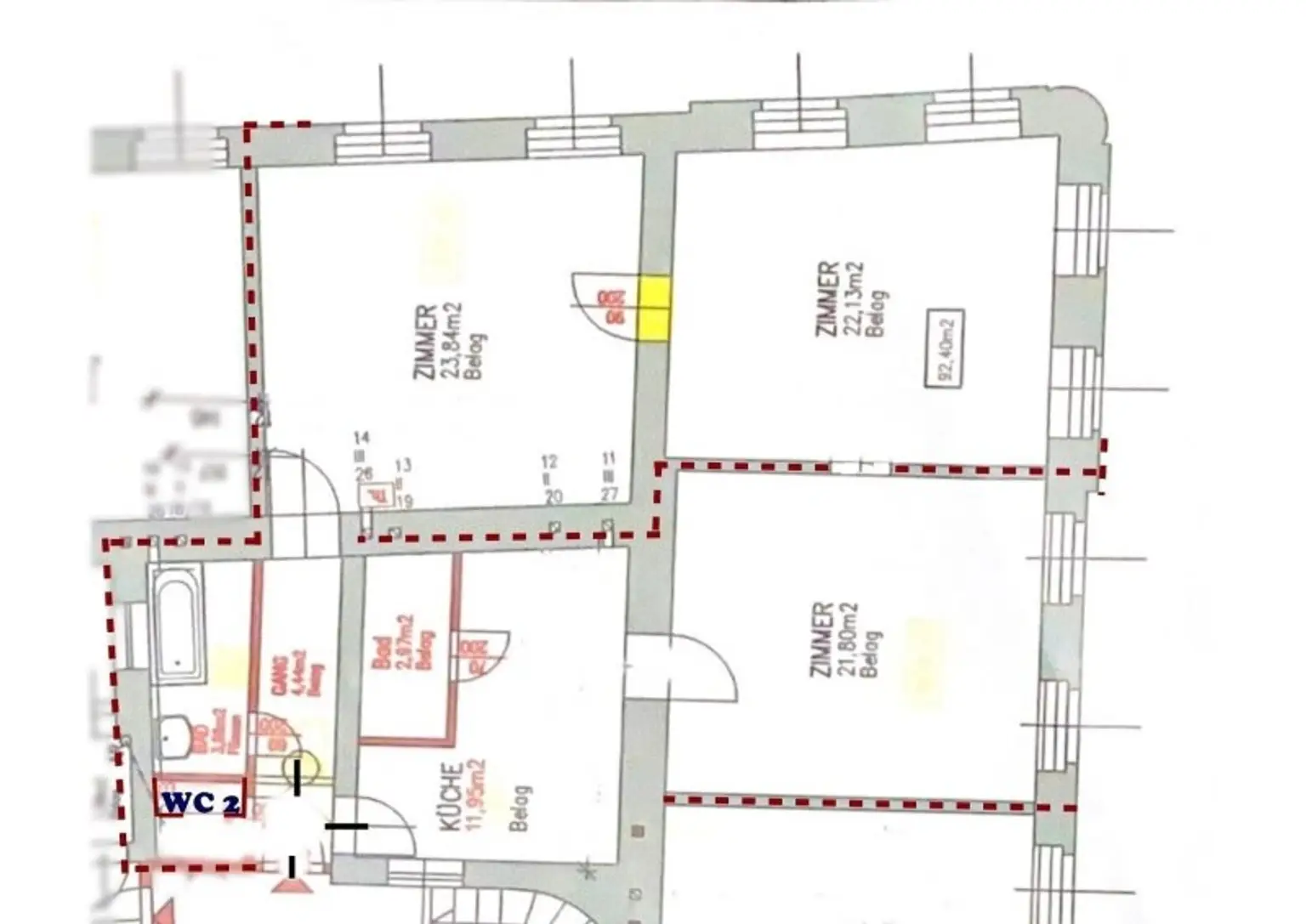 ++NEU++ Wenige Schritte zum Augarten: 93 m² (derzeit 2 Einheiten) Altbau-Traum Sanierungsbedürftig!