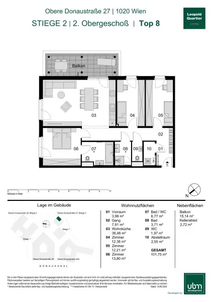 „Leopold Quartier“ Provisionsfreie 4-Zimmer Eigentumswohnung mit Balkon (Erstbezug!) Top 8