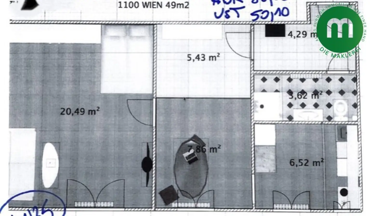 Unbefristete Miete: geräumiger 2-Zimmer-Altbau