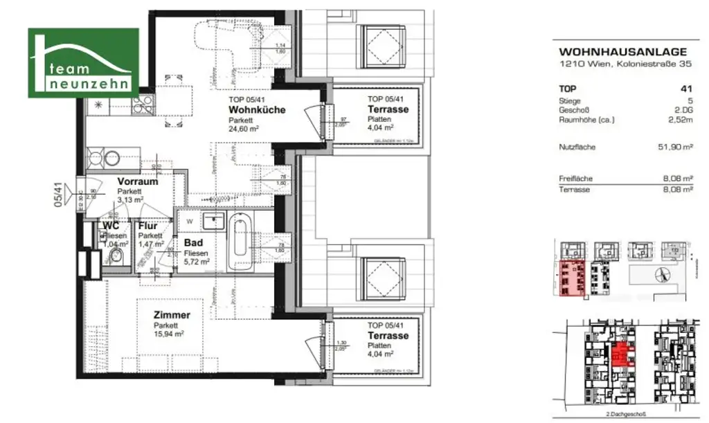 Kolo 35 - Dachgeschosswohnung mit 2 Terrassen nahe SCN, Denglerpark und Prager Straße! - Ab sofort!