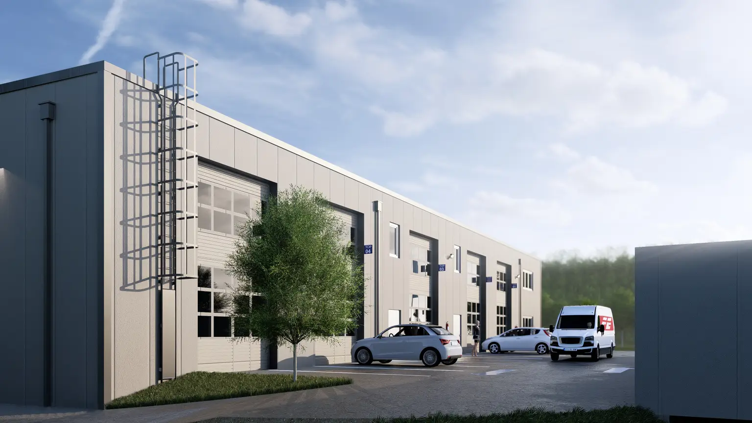 Betriebs-/Produktions- oder Lagerhallen mit Flächen von 63 - 117 m² zu verkaufen in Vöcklabruck / Nähe Varena (Top 01)