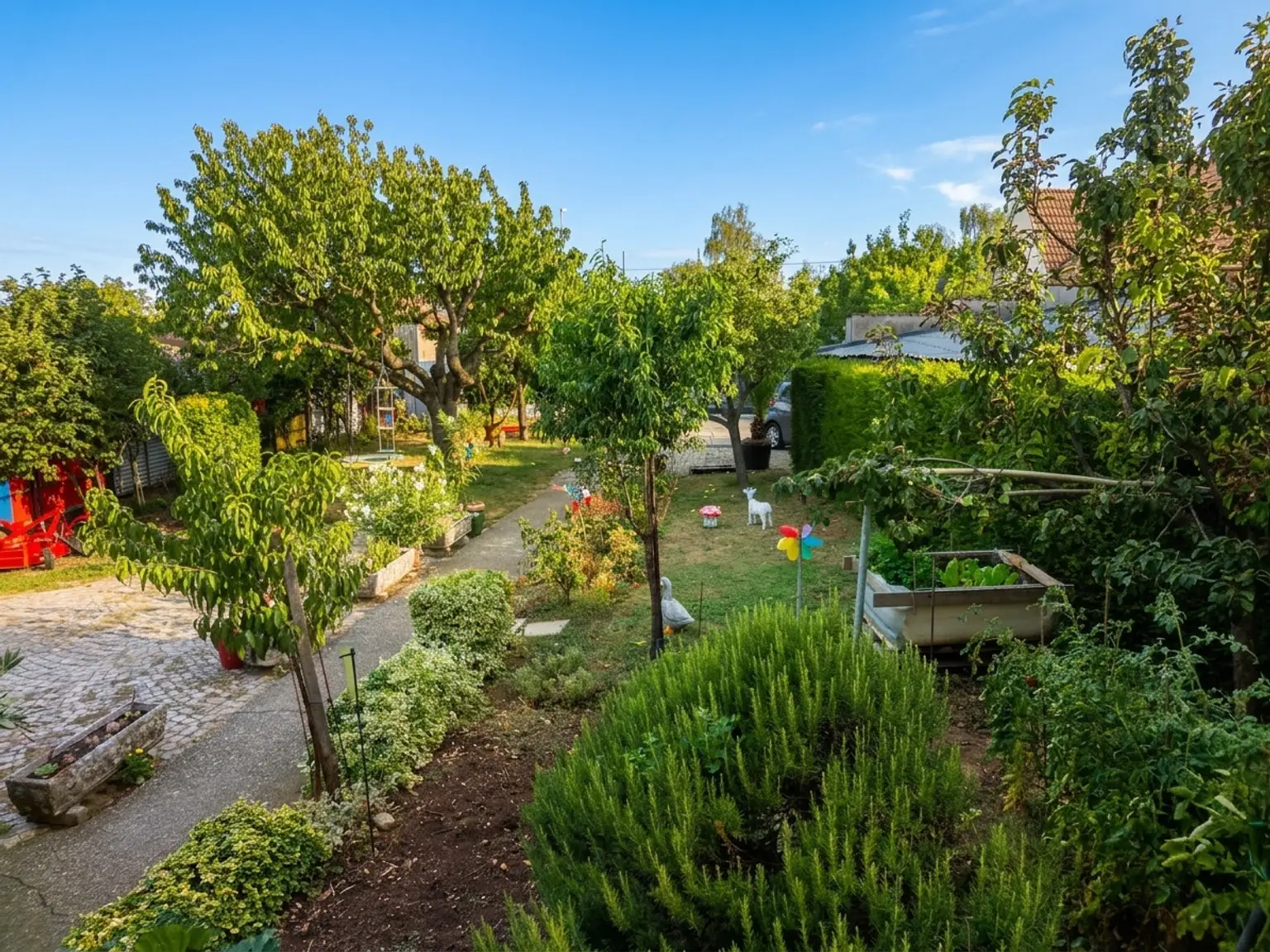 Garten ( blauer Himmel mit KI Unterstützung)