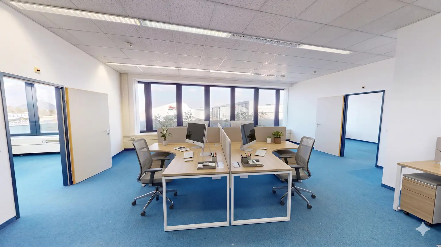 Helles 3-Zimmer Büro mit Einbauküche