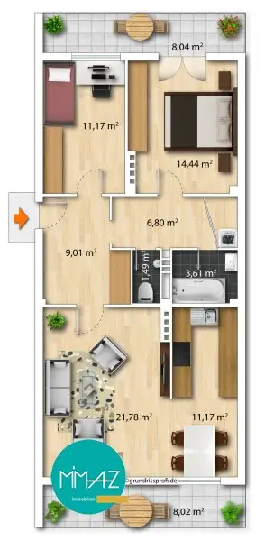 Grundriss Möblierungsvorschlag