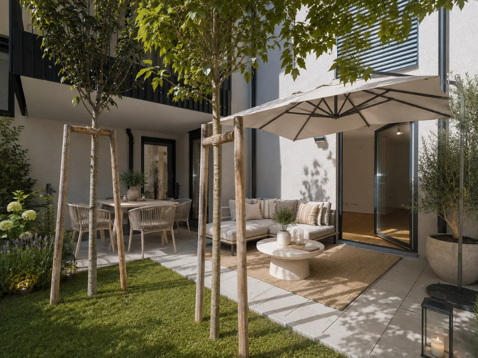 Terrasse KI möbliert