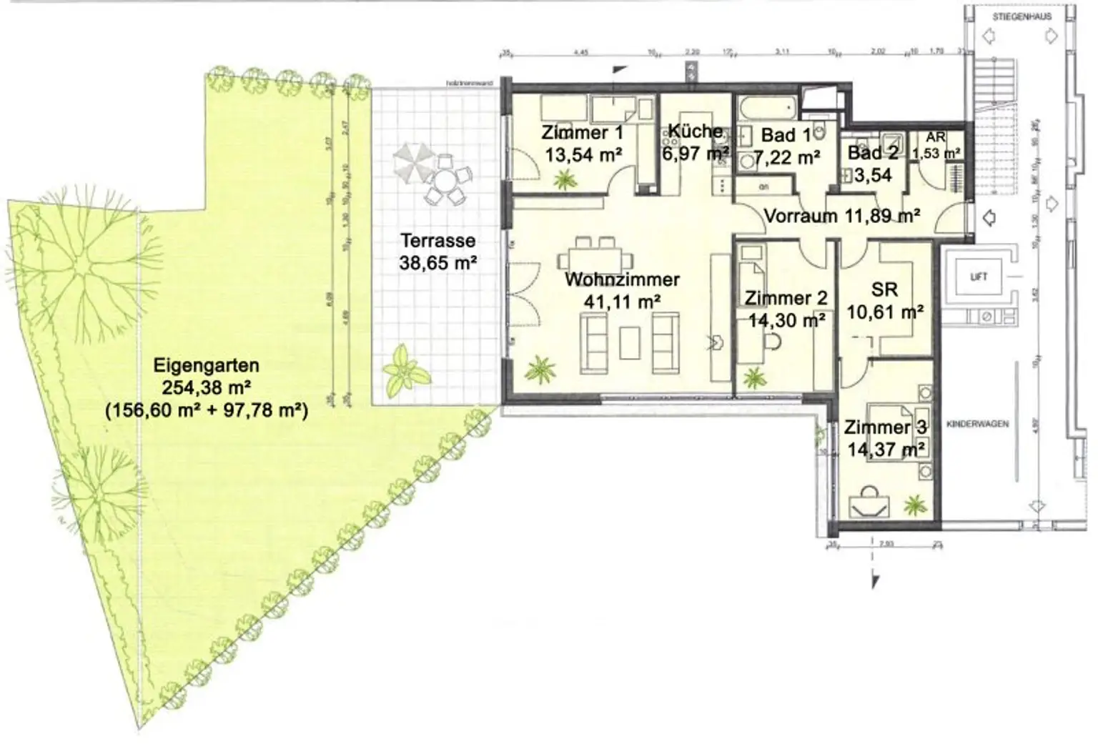 Exklusive Garten-Wohnung in ruhiger Grünlage am Loudon'schen Wald