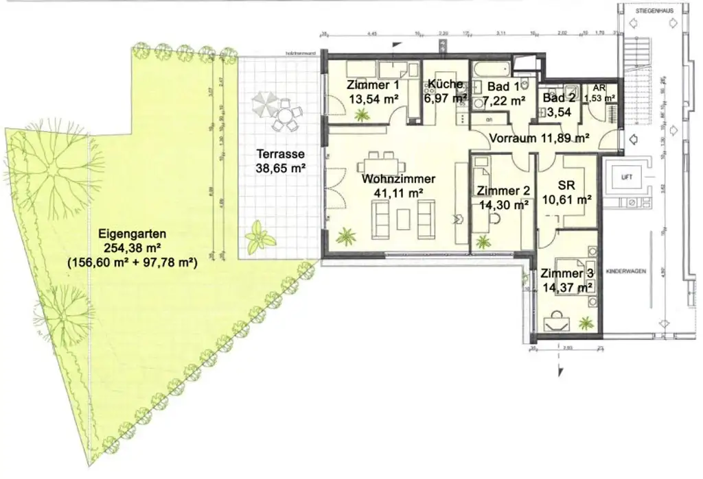 Exklusive Garten-Wohnung in ruhiger Grünlage am Loudon'schen Wald