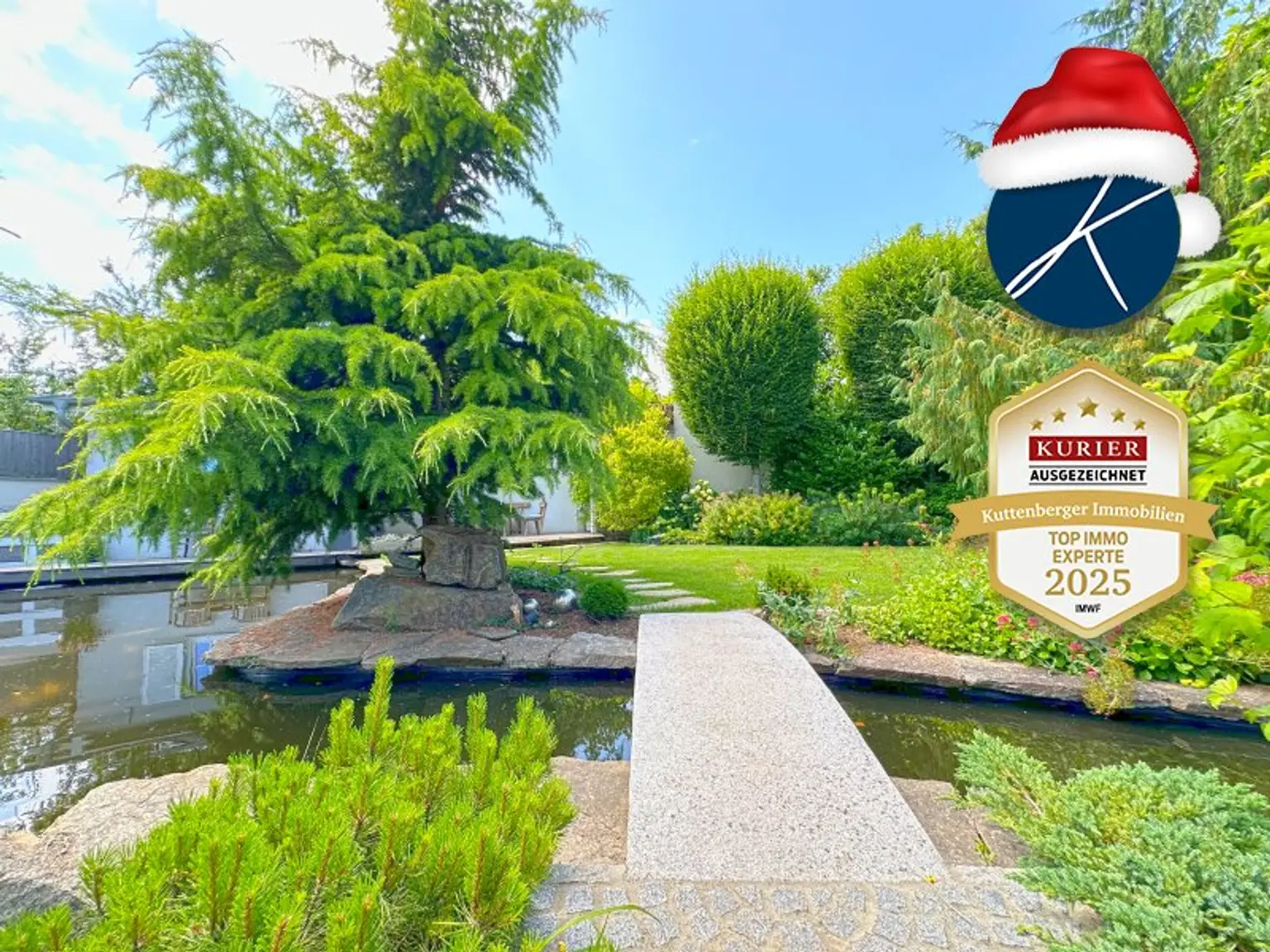 Traumgarten mit Koi-Teich und Wasserspielen