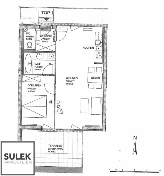 Gemütliche, ruhige 2-Zimmer Neubauwohnung mit Innenhof-Terrasse in beliebter Lage -nähe zur U6 & Mariahilfer Straße!