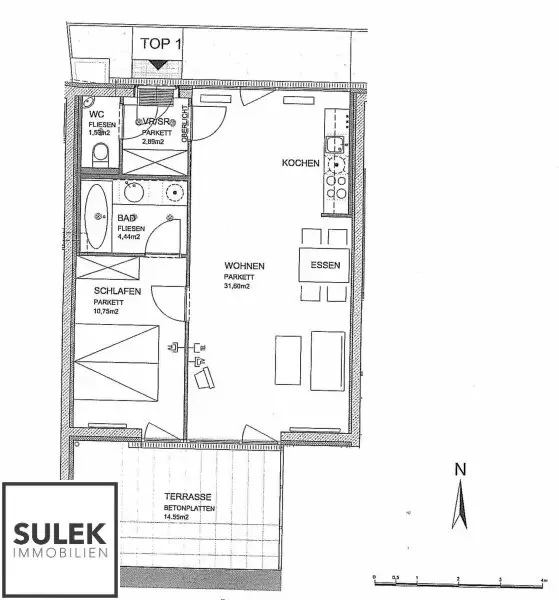 Gemütliche, ruhige 2-Zimmer Neubauwohnung mit Innenhof-Terrasse in beliebter Lage -nähe zur U6 & Mariahilfer Straße!