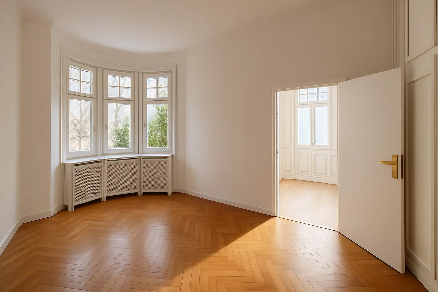 Schlafzimmer, Gartenblick