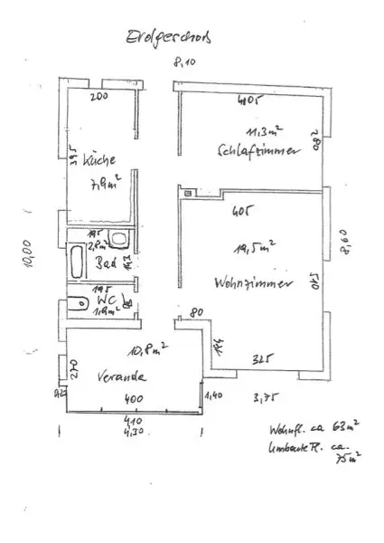 Plan-Skizze Erdgeschoß