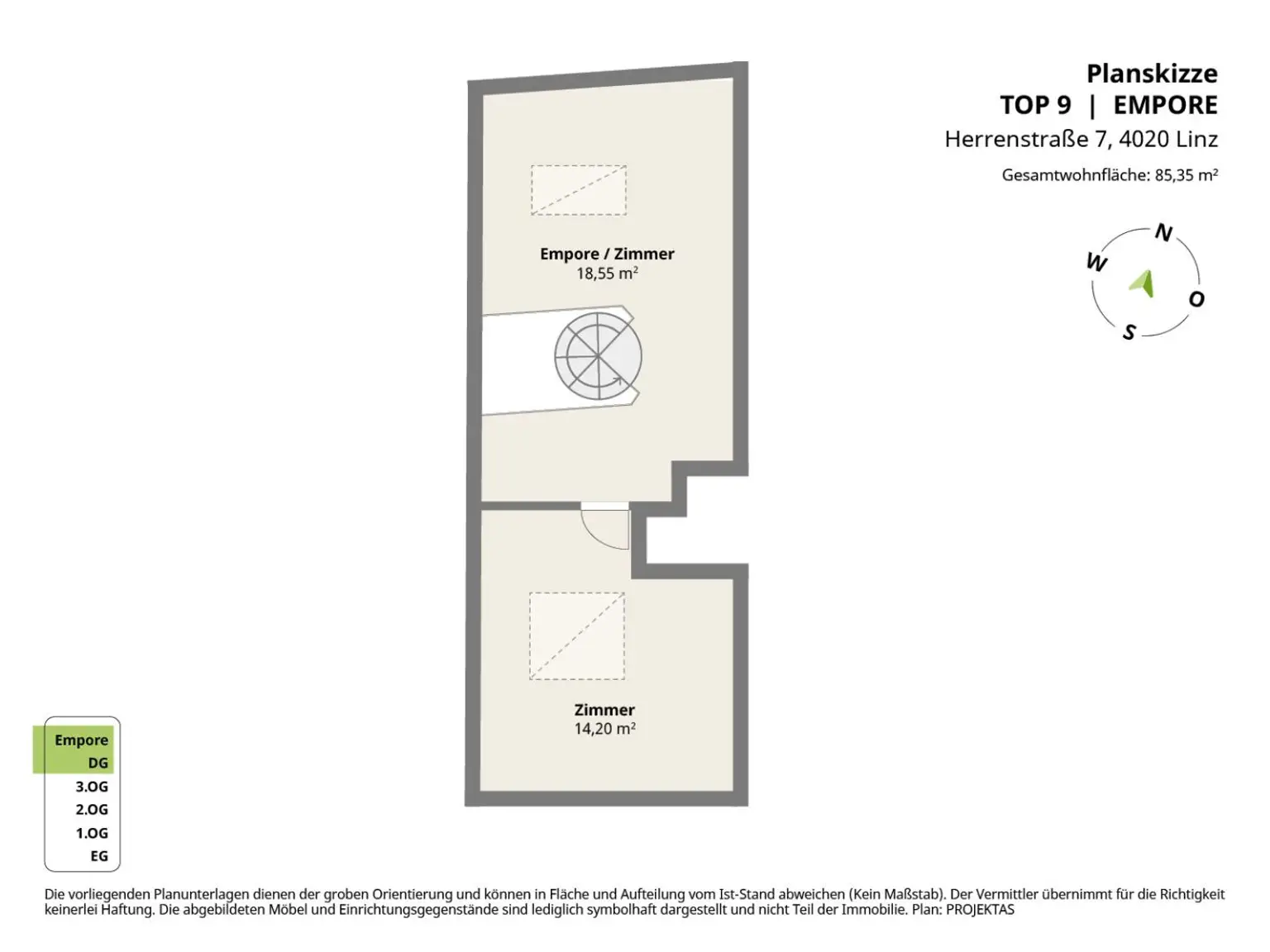 Planskizze Top 9 Empore