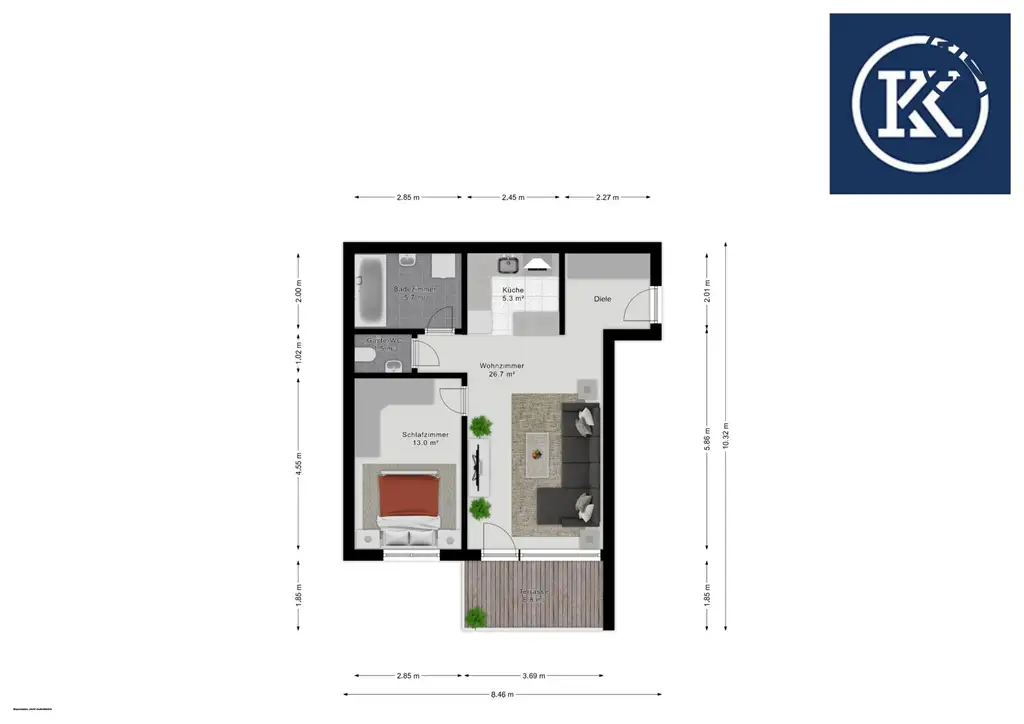 Helles 2-Zimmer-Apartment nahe Alte Donau & Donauzentrum