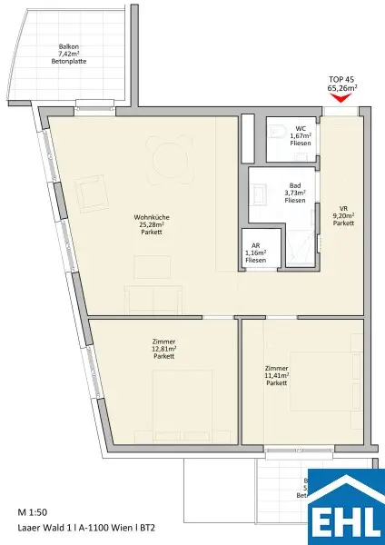 THE FAVE: Moderne 3-Zimmer-Wohnung mit Balkon direkt am Laaer Wald