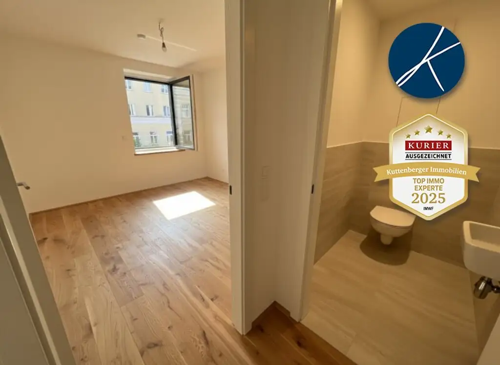 *Superprojekt: "Über den Baumwipfeln" Top 43  Erstklassige 3-Zimmer Wohnung mit Blick auf die Kastanienbäume + Innenhof-Balkon