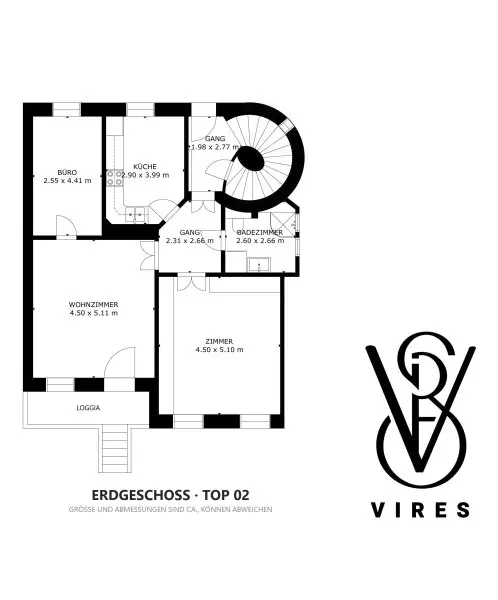 Grundriss Erdgeschoss (Top 02)