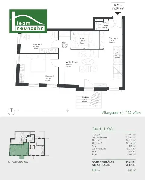Maisonette mit Flair: 3-Zimmer-Wohnung mit Balkon & Dachterrasse in 1130 Wien!