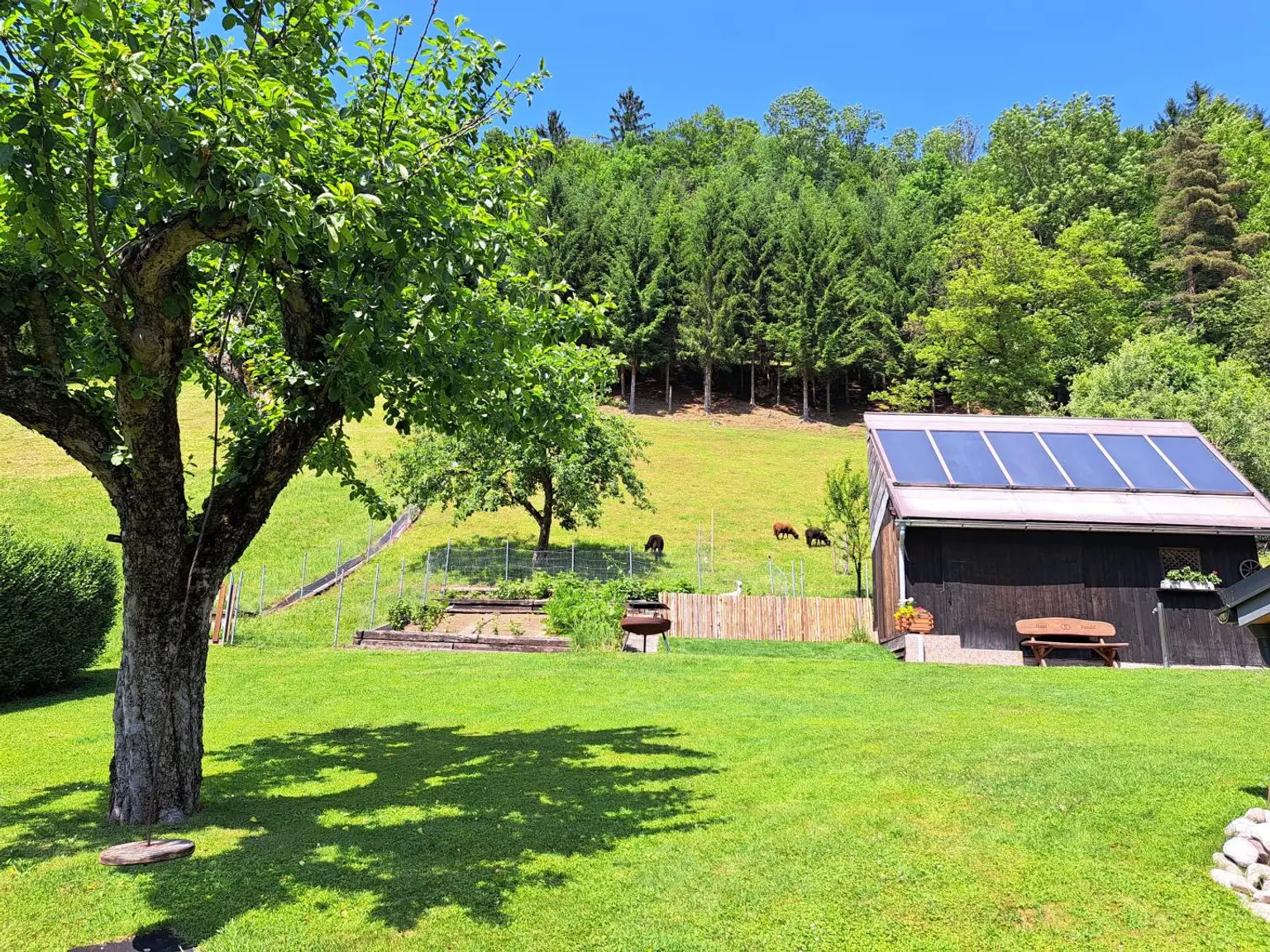 Weideland, Wald und Garten