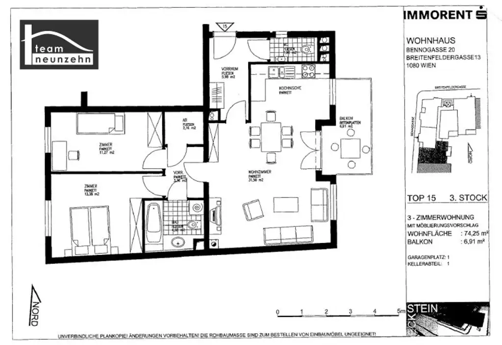 Ihr neues Zuhause in 1080 Wien: 3-Zimmer Wohnung inkl. Einbauküche und Balkon!