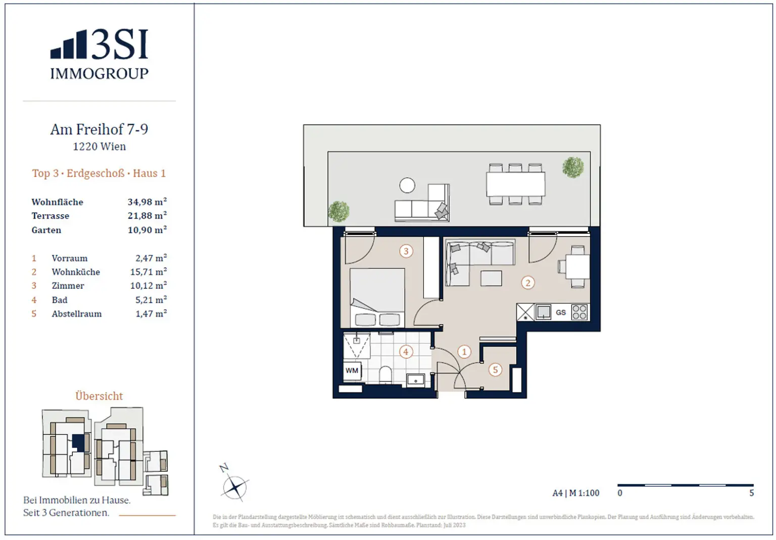 Perfekte Single Wohnung mit eigenem Garten! U1 Kagraner Platz gleich um die Ecke!