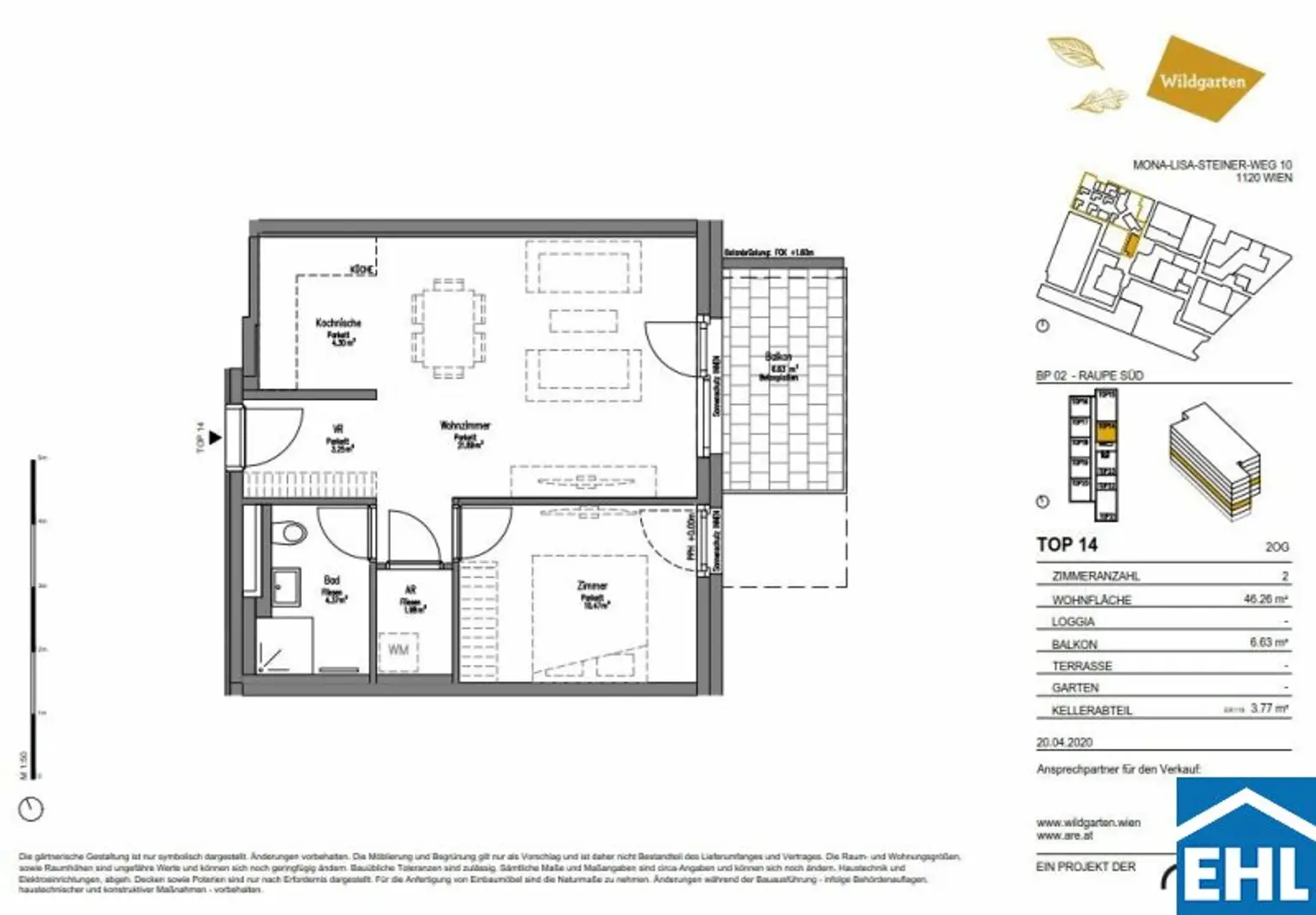 WOHNQUARTIER WILDGARTEN - 2-Zimmer-Wohnung auf der Sonnenseite Wiens direkt am Rosenhügel