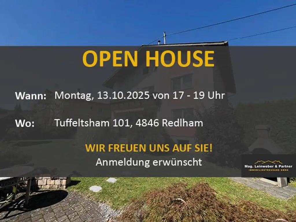 OPEN HOUSE! Großzügiges leistbares Wohnhaus mit 3 getrennte Wohneinheiten, Traumgarten, Doppelgarage und vielen Parkplätzen Tuffeltsham in Redlham