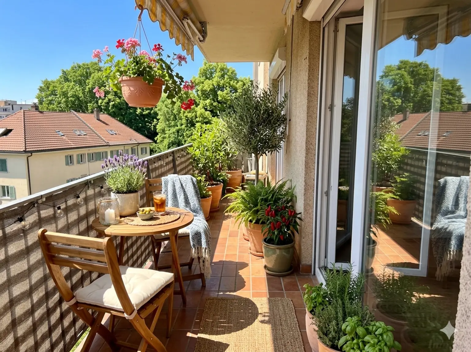 Balkon - Deko und Pflanzen KI-generiert