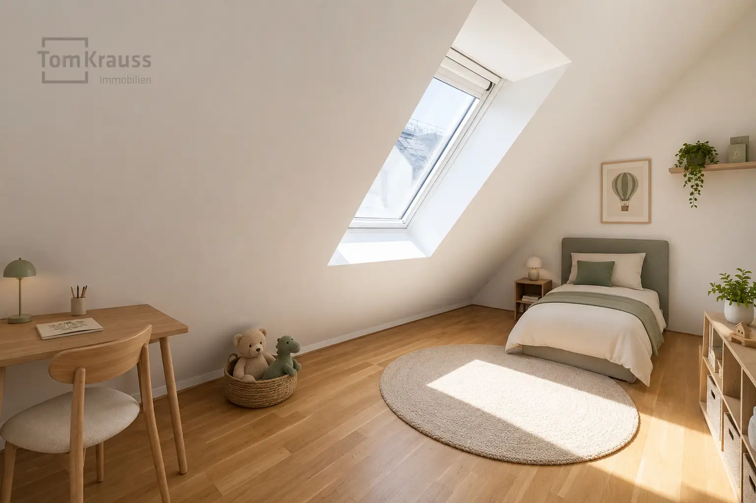 Kinderzimmer KI möbliert