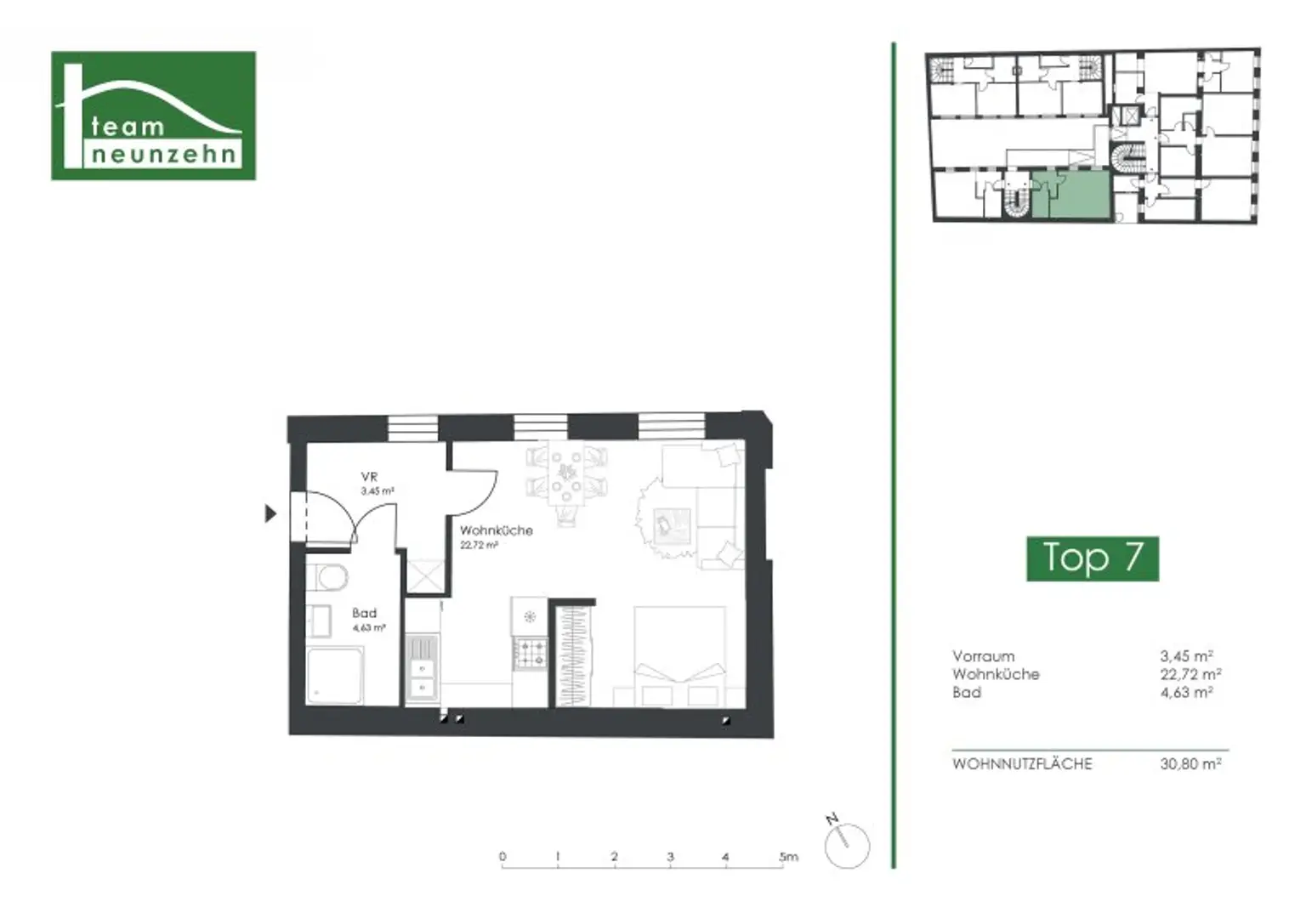 All inclusive Miete - perfekt aufgeteilte 1-Zimmer Wohnung - möbliert