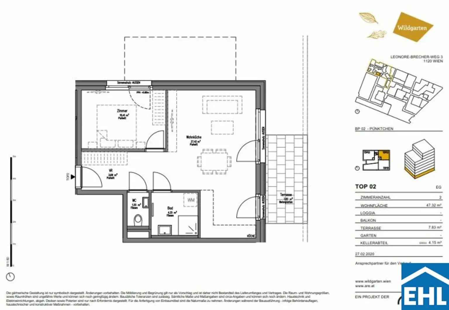 WOHNQUARTIER WILDGARTEN - 2-Zimmerwohnung mit Terrasse im am Rosenhügel