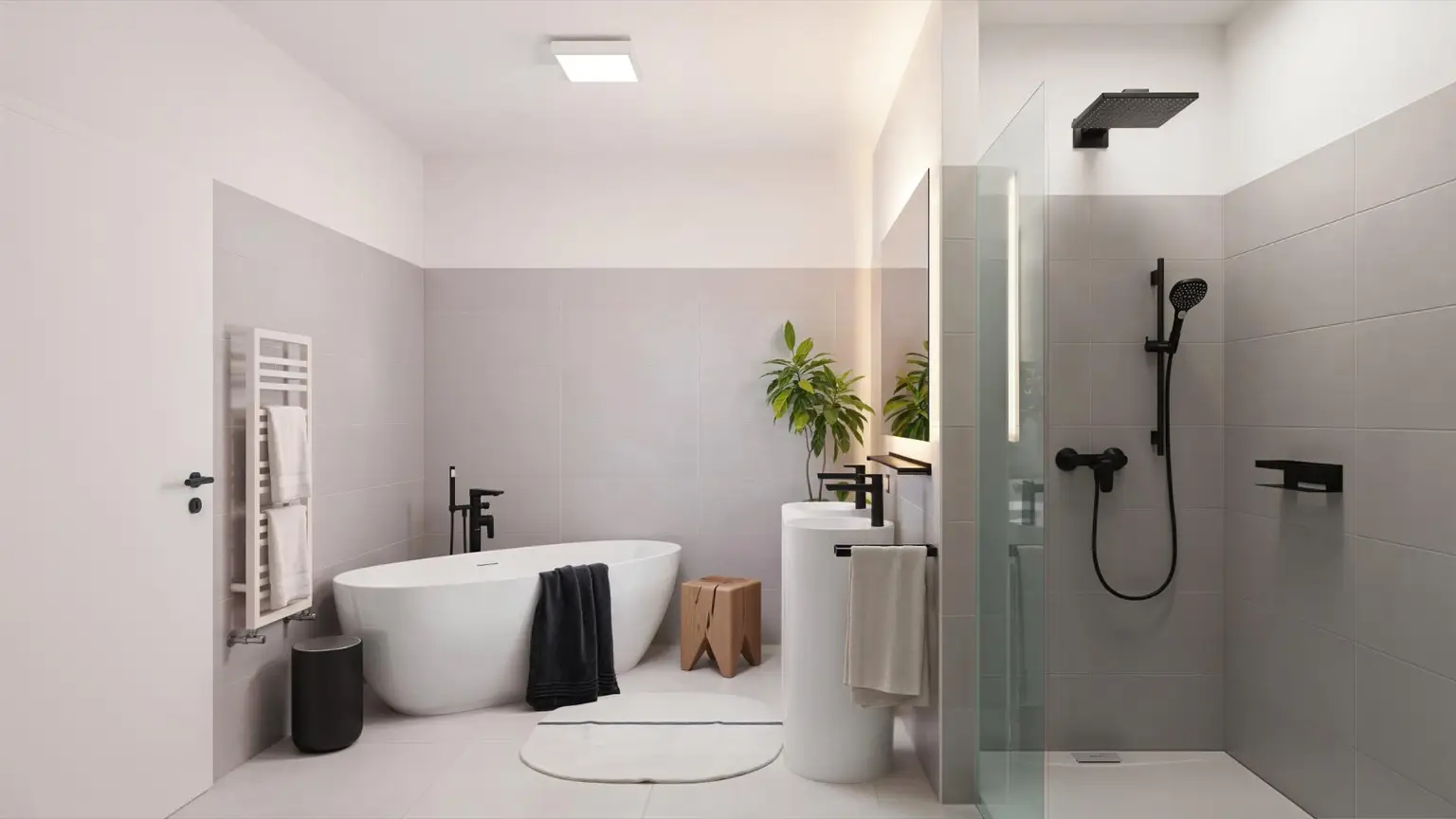 Bad mit Badewanne und Dusche