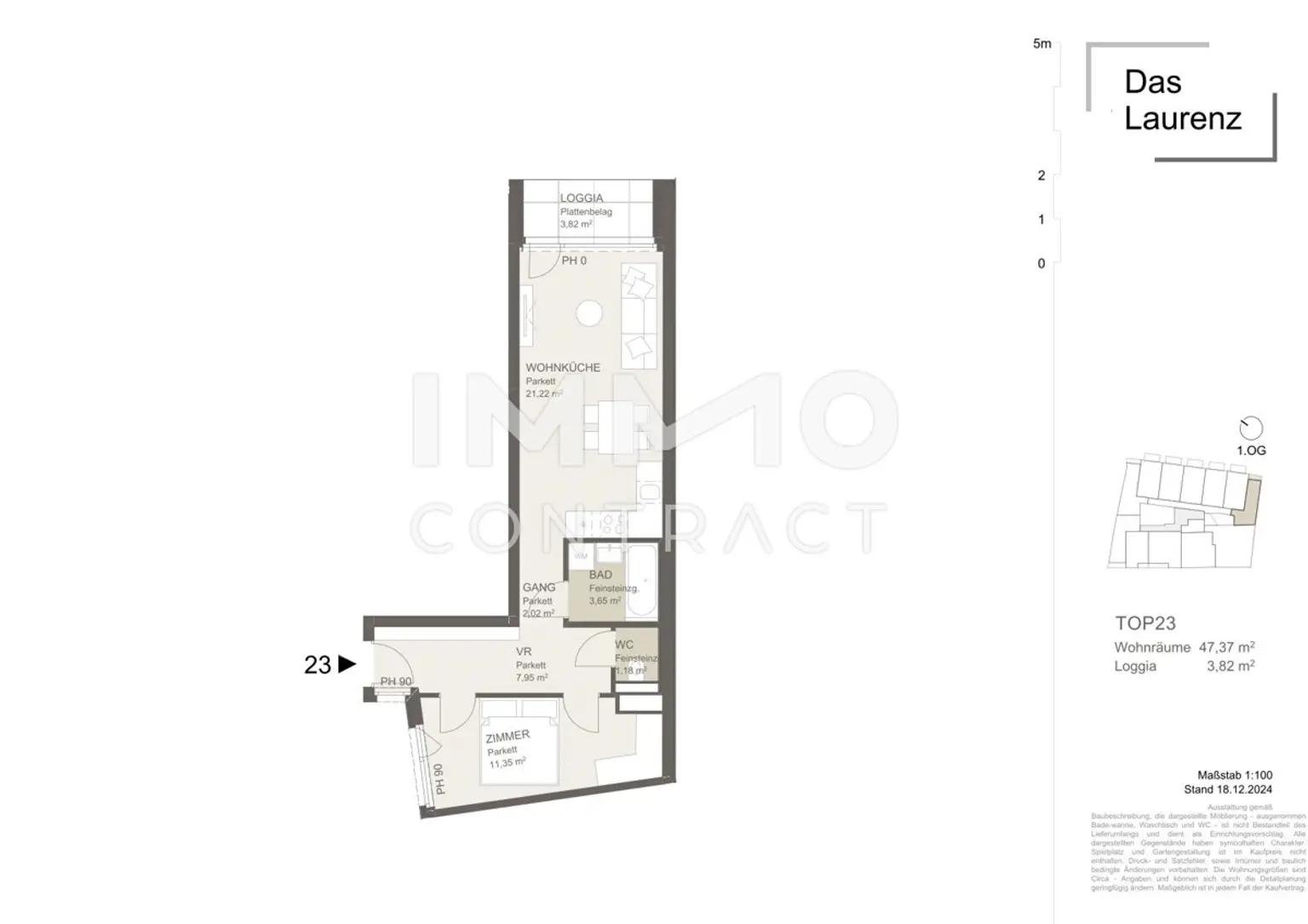 ERSTBEZUG Top Wohnung U3 2 Zimmer + Loggia - 1 bedroom apartment + loggia U3  +  TG Parkplatz