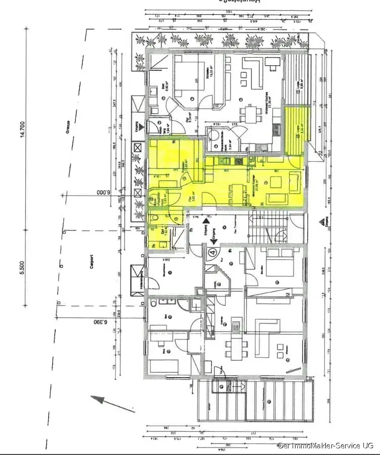 RX 2173-PU Grundriss Erdgeschoss farblich markiert vergrößert