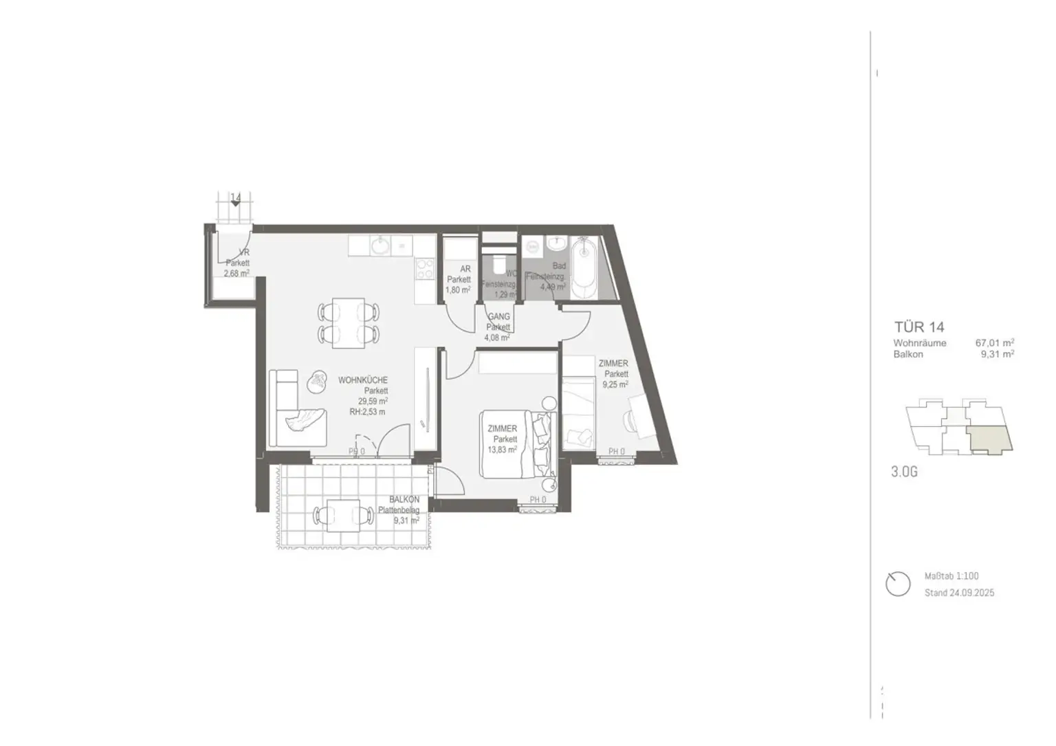 Wohnkomfort pur – 3-Zimmer-Erstbezugswohnung mit Freifläche