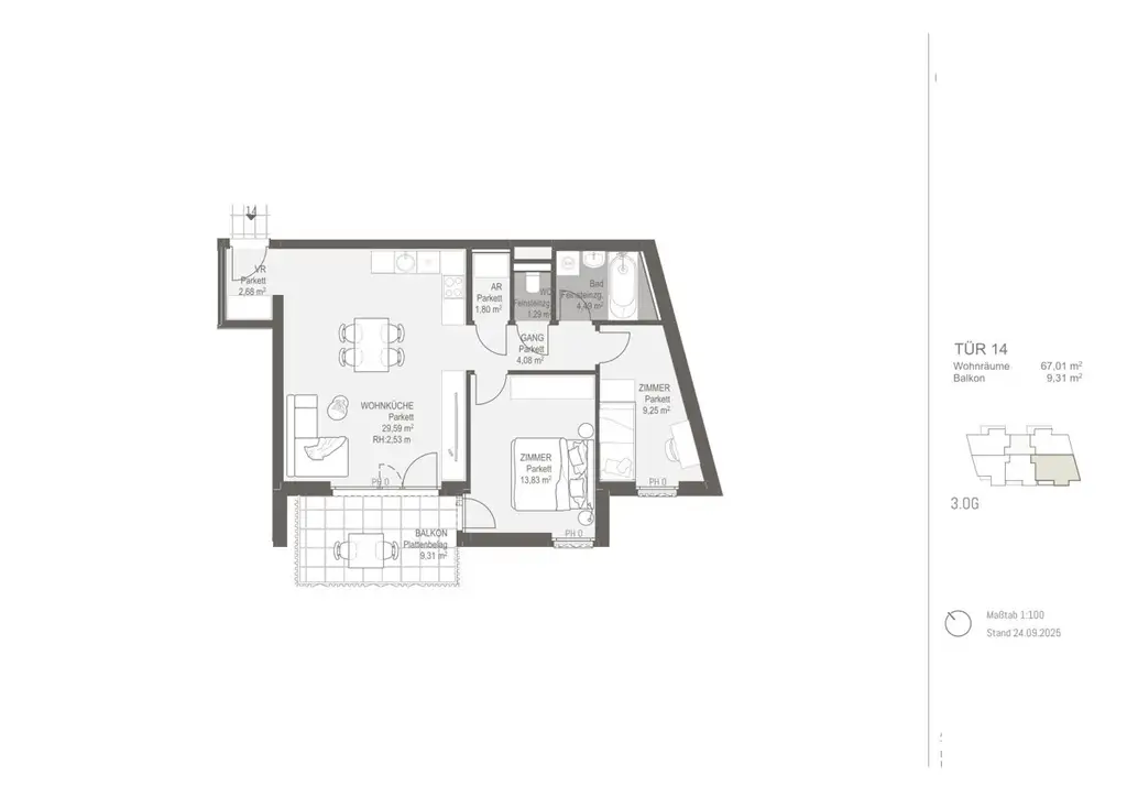 Wohnkomfort pur – 3-Zimmer-Erstbezugswohnung mit Freifläche