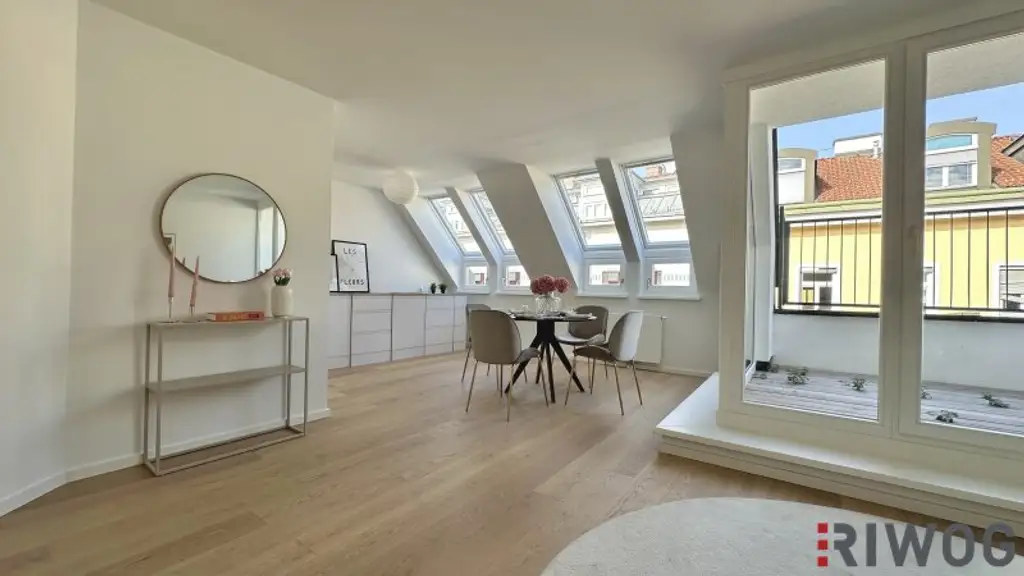 Neubau DG-Terrassenwohnung in Ruhelage | PKW-Stellplatz | 3 Min. zum Kutschkermarkt und zur U6 | 2 Min. zum Aumannplatz