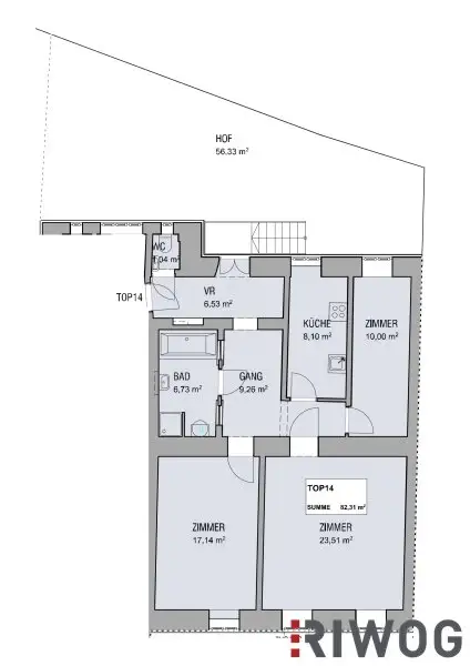 GARTENWOHNUNG NÄHE 1. BEZIRK, DONAUKANAL UND AUGARTEN | Komplett hofseitig | Sanierungsbedürftig | Rembrandtstraße