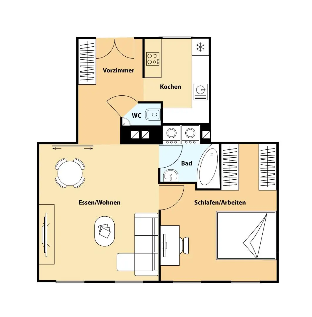 Wunderschöne Altbauwohnung - 2 Zimmer mit perfektem Grundriss