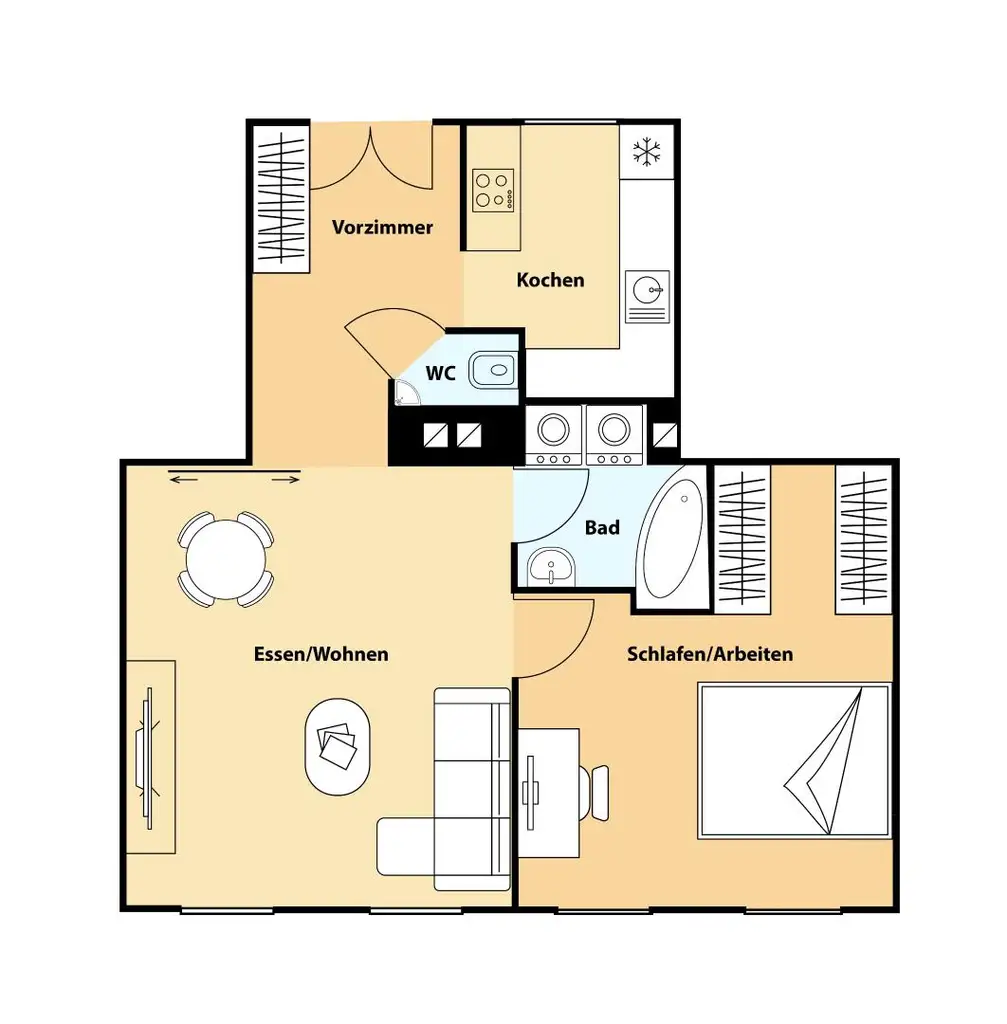 Wunderschöne Altbauwohnung - 2 Zimmer mit perfektem Grundriss