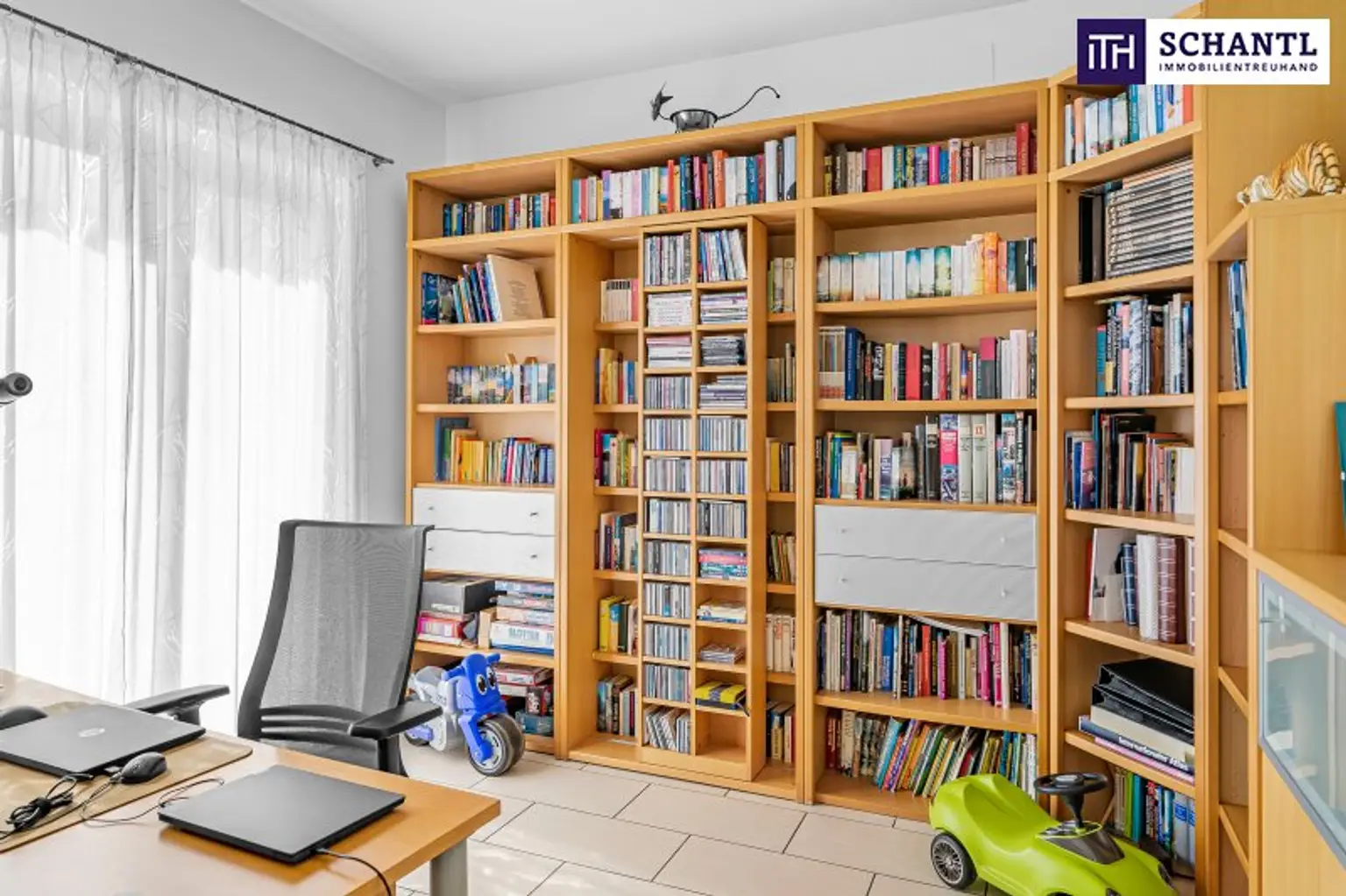 Arbeitsnische im Wohnzimmer, Bibliothek