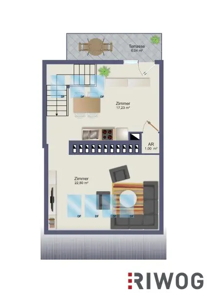 Moderne 3-Zimmer DG-Wohnung zwei Außenflächen und Traumausblick