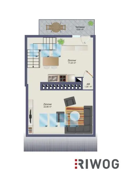 Moderne 3-Zimmer DG-Wohnung zwei Außenflächen und Traumausblick